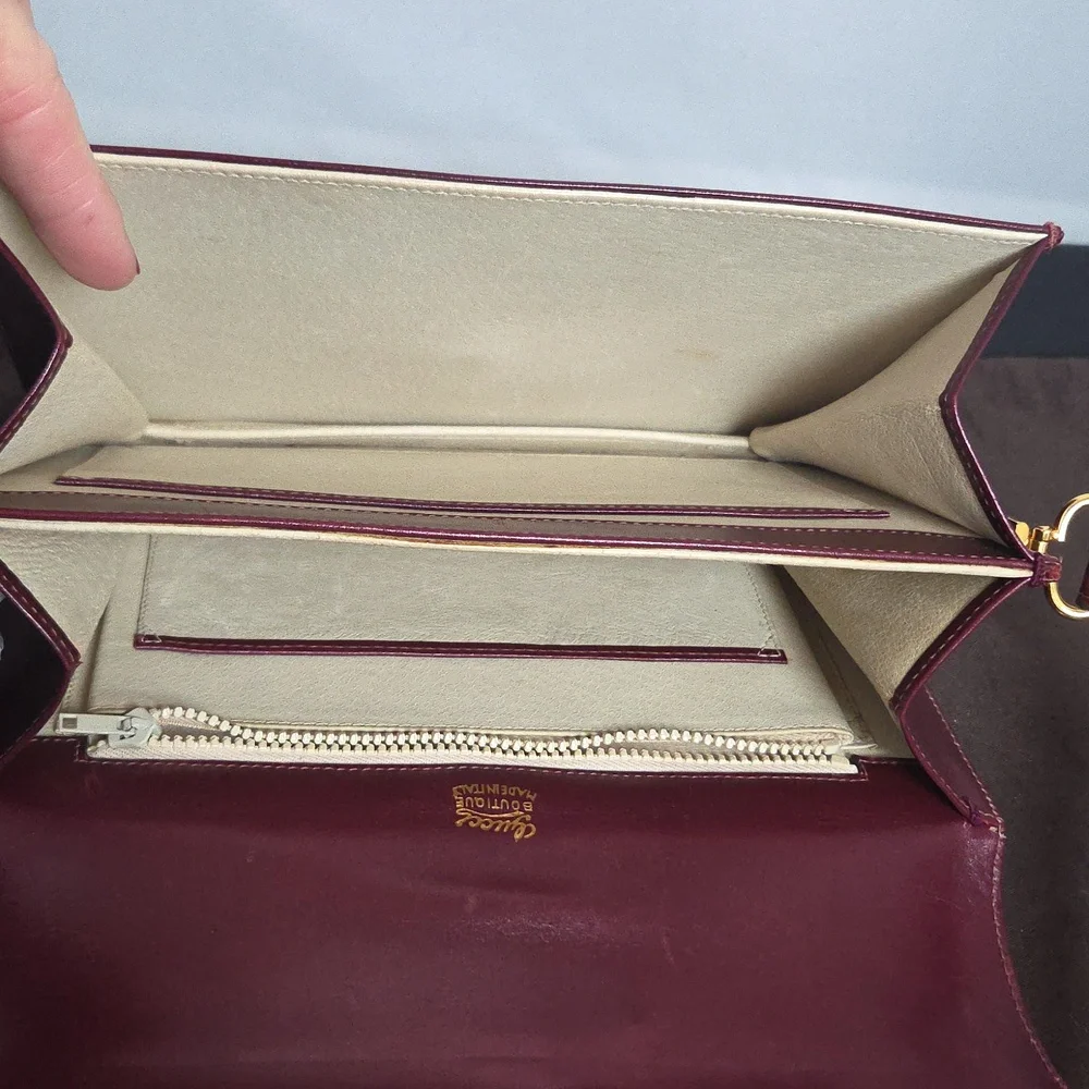 Gucci Boutique 1970s RARE  Bordeaux Leather 2way Bag Very limited Production - Picture 14 of 17